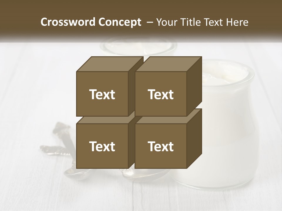 Two Jars Of Yogurt And A Spoon On A White Table PowerPoint Template