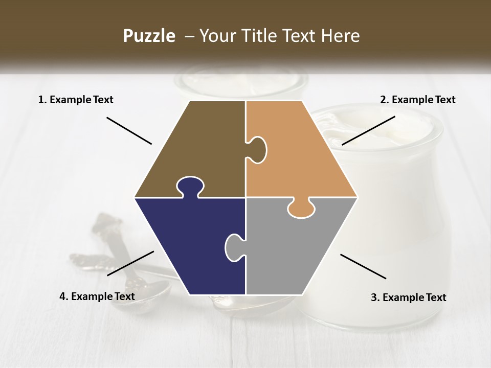 Two Jars Of Yogurt And A Spoon On A White Table PowerPoint Template