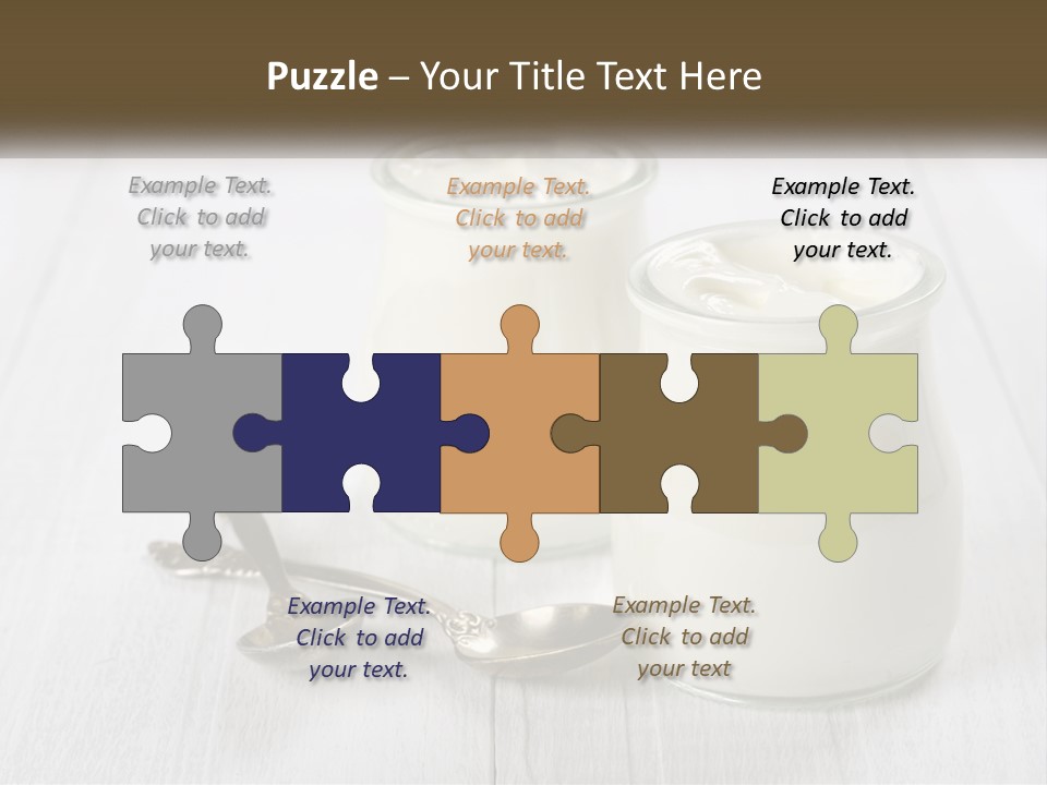 Two Jars Of Yogurt And A Spoon On A White Table PowerPoint Template