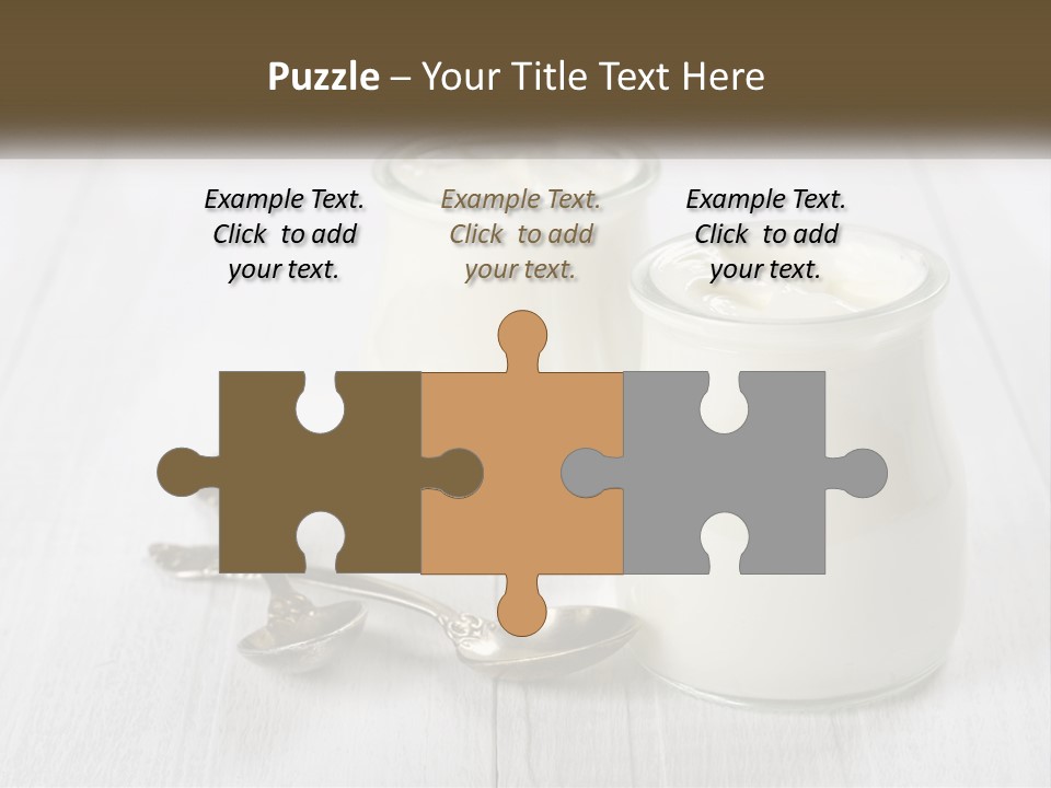 Two Jars Of Yogurt And A Spoon On A White Table PowerPoint Template