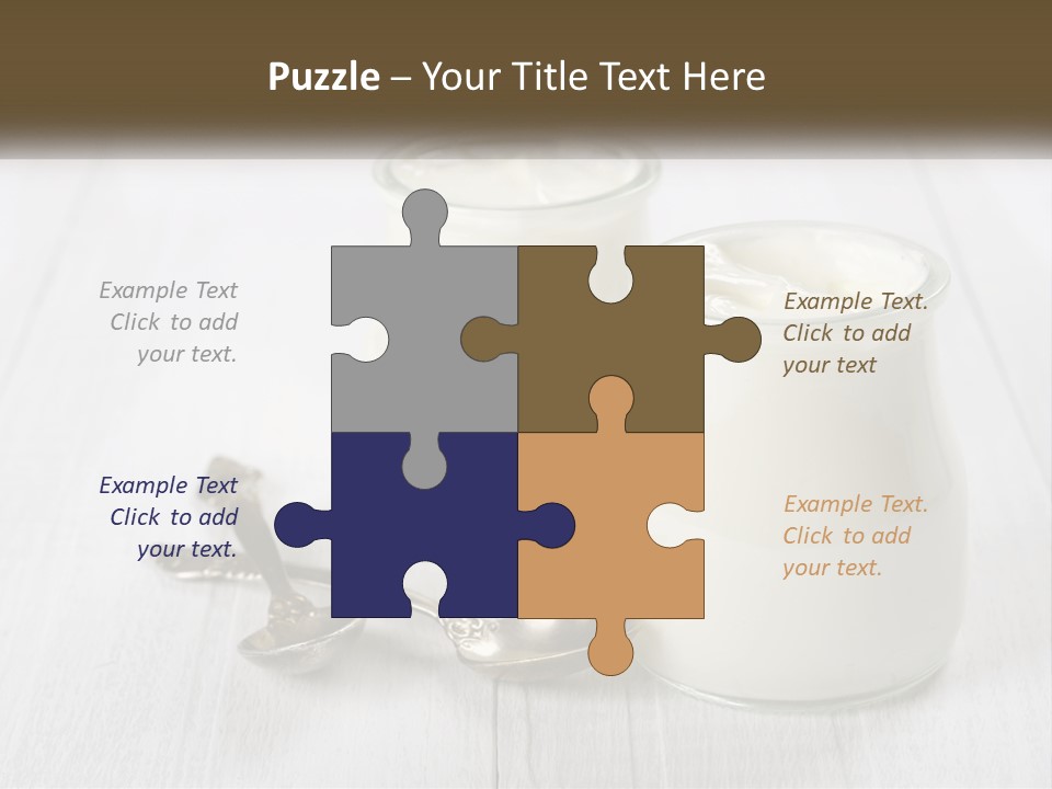 Two Jars Of Yogurt And A Spoon On A White Table PowerPoint Template