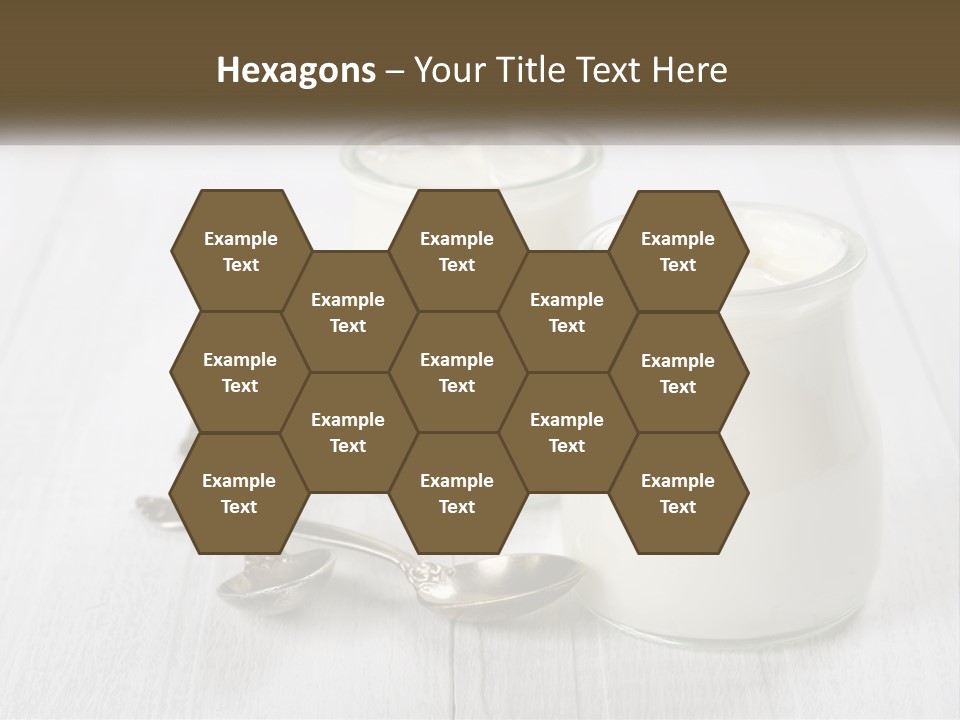 Two Jars Of Yogurt And A Spoon On A White Table PowerPoint Template