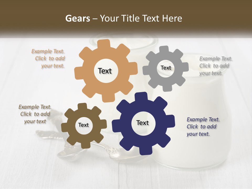 Two Jars Of Yogurt And A Spoon On A White Table PowerPoint Template