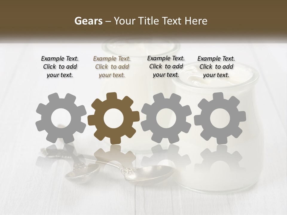 Two Jars Of Yogurt And A Spoon On A White Table PowerPoint Template