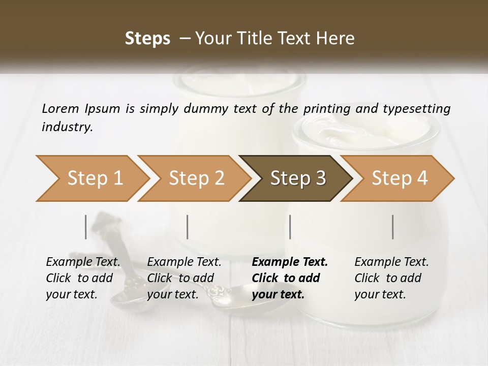Two Jars Of Yogurt And A Spoon On A White Table PowerPoint Template