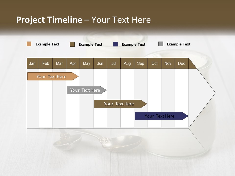 Two Jars Of Yogurt And A Spoon On A White Table PowerPoint Template