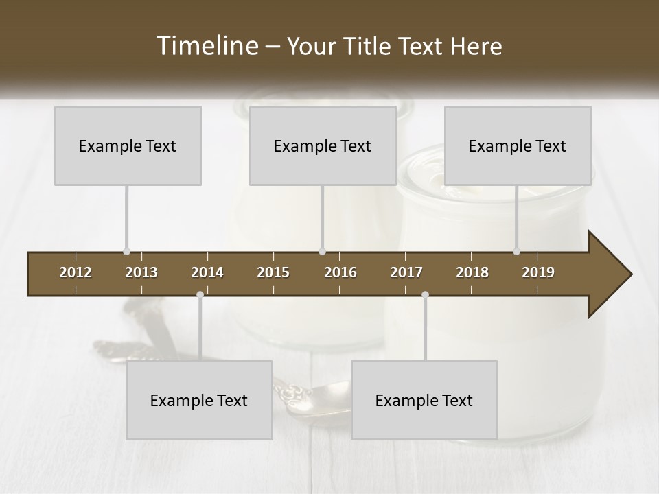 Two Jars Of Yogurt And A Spoon On A White Table PowerPoint Template