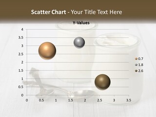 Two Jars Of Yogurt And A Spoon On A White Table PowerPoint Template