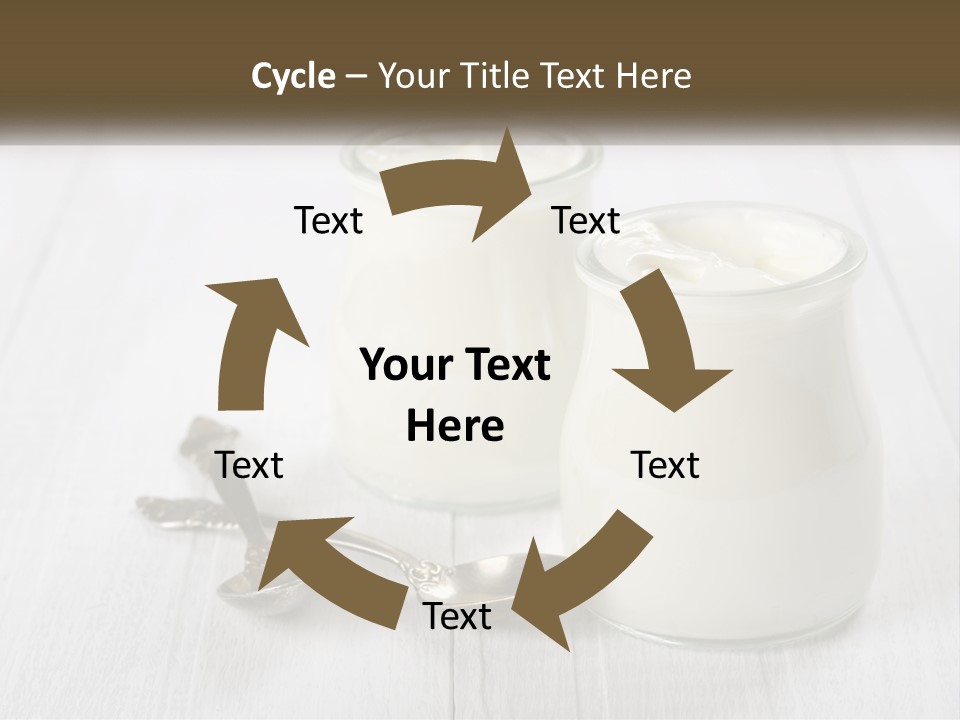 Two Jars Of Yogurt And A Spoon On A White Table PowerPoint Template