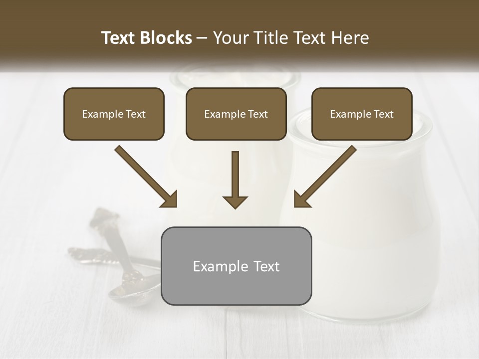 Two Jars Of Yogurt And A Spoon On A White Table PowerPoint Template