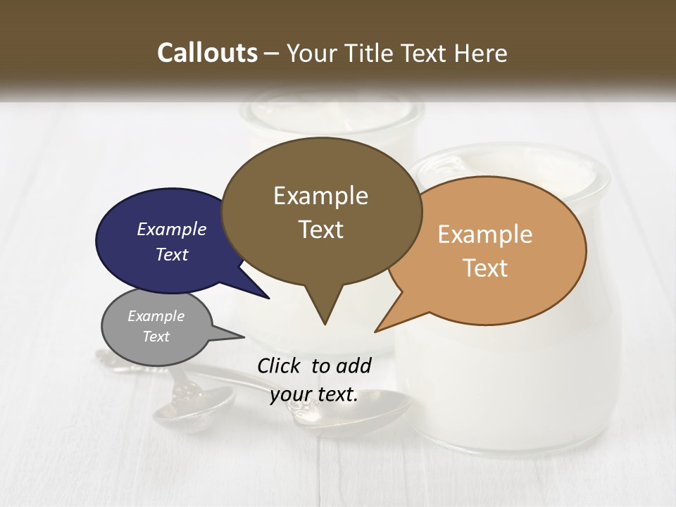 Two Jars Of Yogurt And A Spoon On A White Table PowerPoint Template