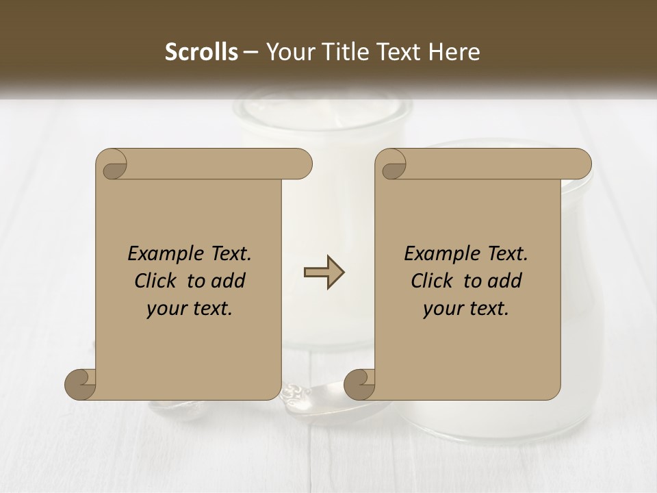 Two Jars Of Yogurt And A Spoon On A White Table PowerPoint Template