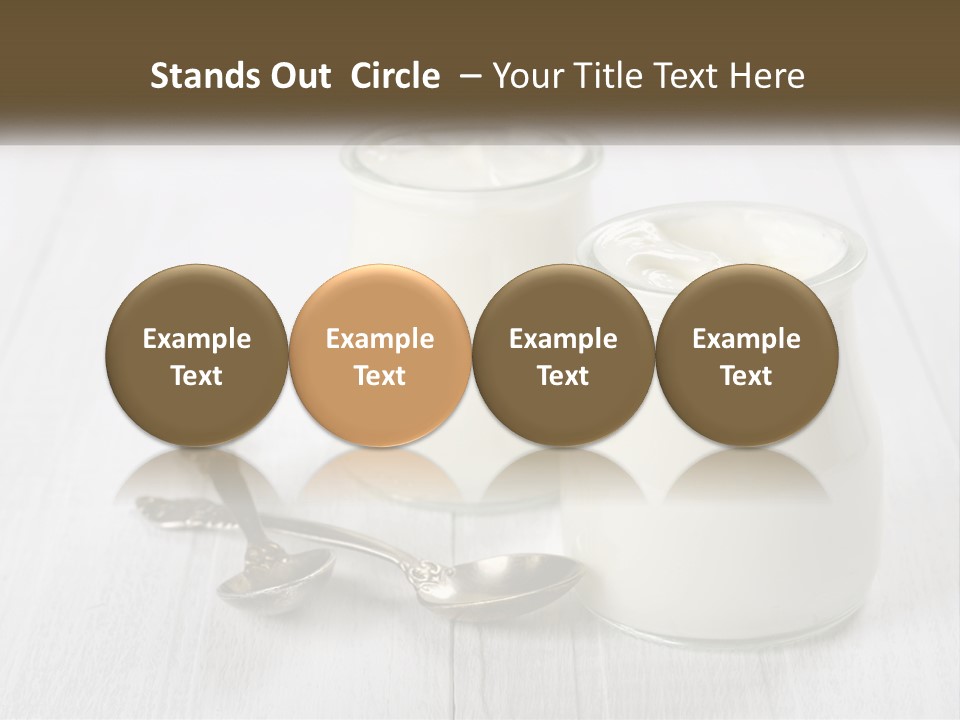 Two Jars Of Yogurt And A Spoon On A White Table PowerPoint Template