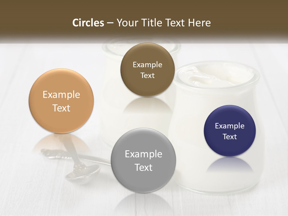 Two Jars Of Yogurt And A Spoon On A White Table PowerPoint Template