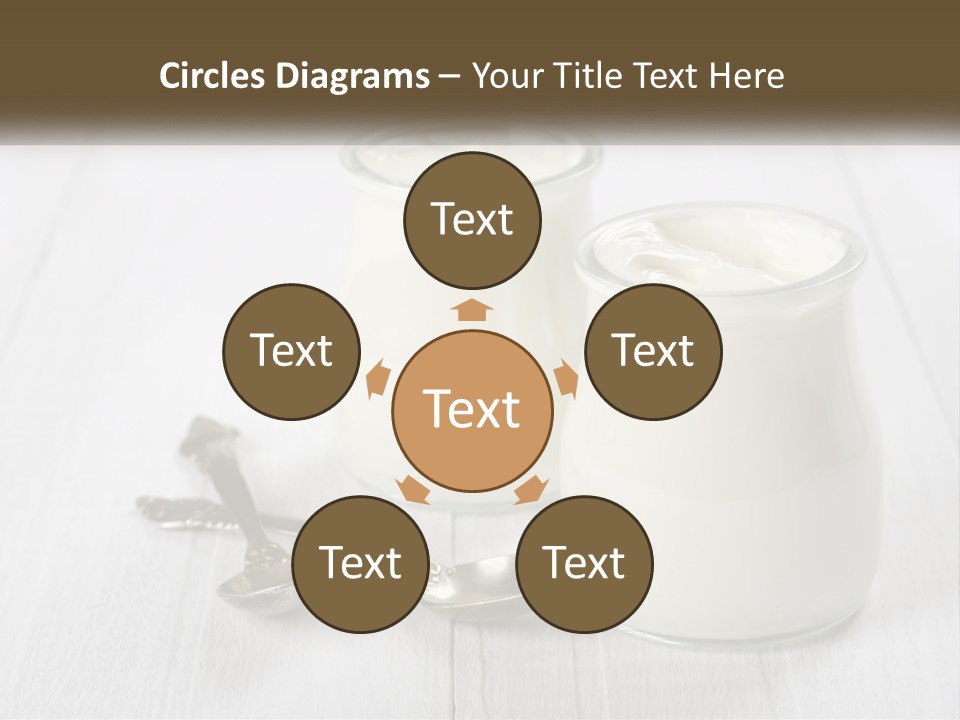 Two Jars Of Yogurt And A Spoon On A White Table PowerPoint Template