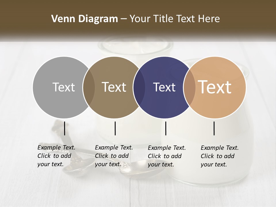 Two Jars Of Yogurt And A Spoon On A White Table PowerPoint Template