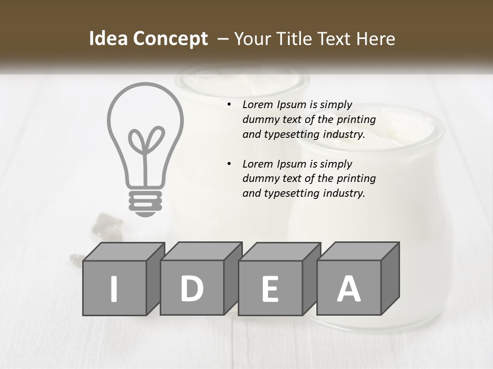 Two Jars Of Yogurt And A Spoon On A White Table PowerPoint Template