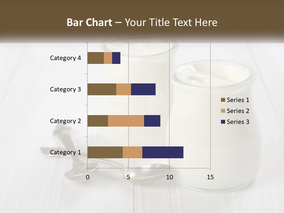 Two Jars Of Yogurt And A Spoon On A White Table PowerPoint Template