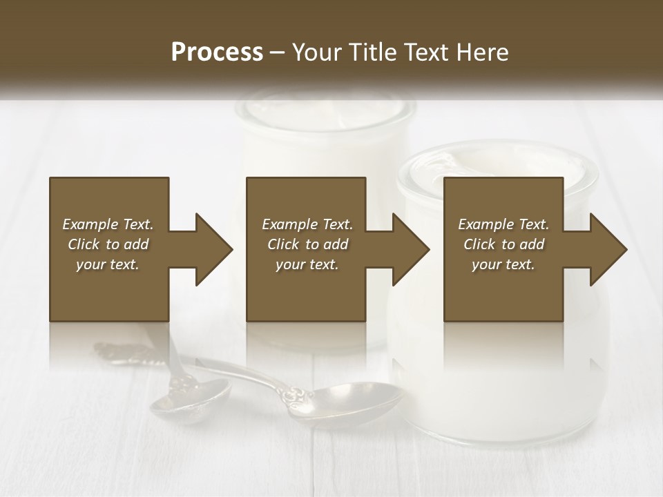 Two Jars Of Yogurt And A Spoon On A White Table PowerPoint Template