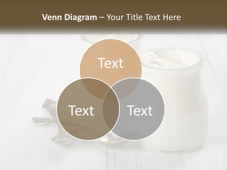 Two Jars Of Yogurt And A Spoon On A White Table PowerPoint Template