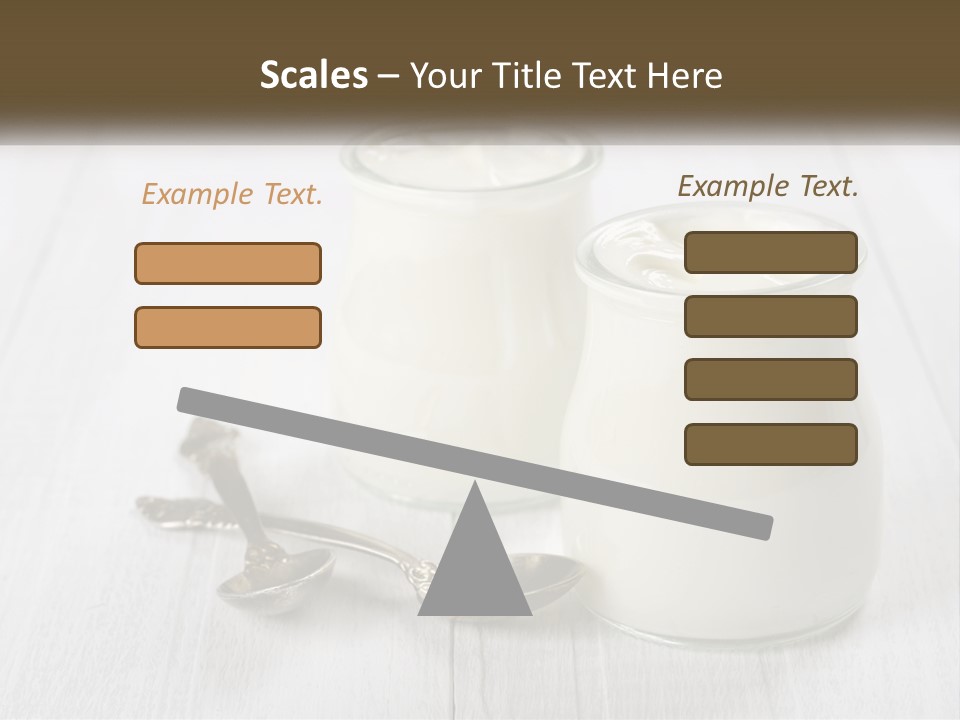 Two Jars Of Yogurt And A Spoon On A White Table PowerPoint Template