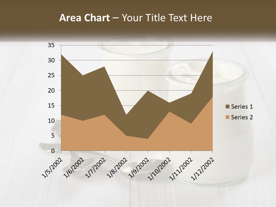 Two Jars Of Yogurt And A Spoon On A White Table PowerPoint Template