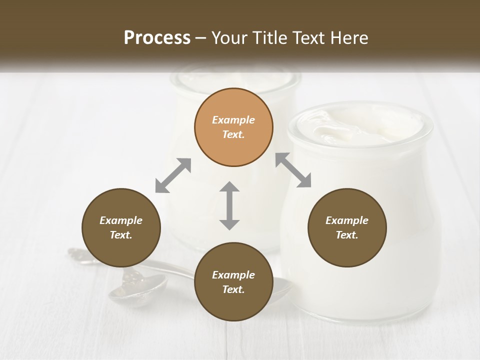 Two Jars Of Yogurt And A Spoon On A White Table PowerPoint Template