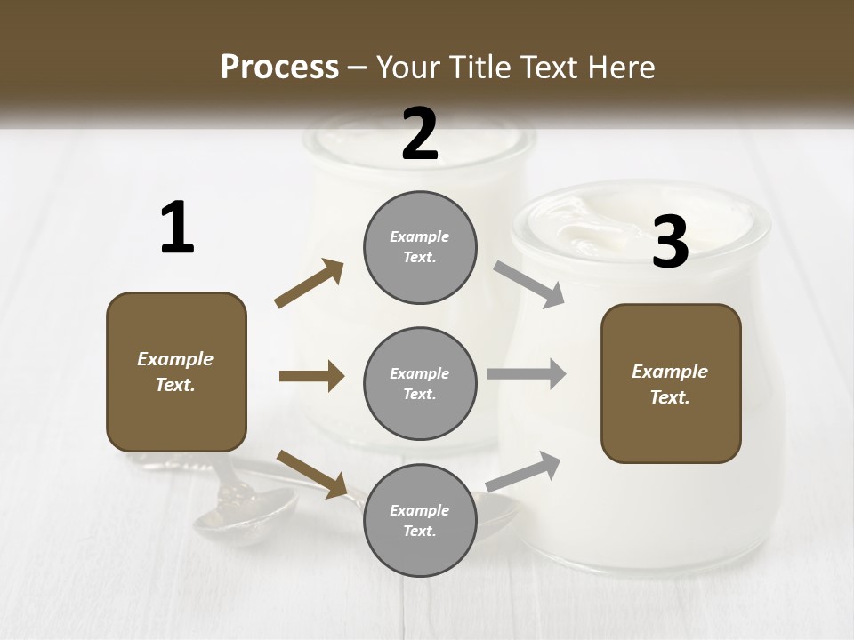Two Jars Of Yogurt And A Spoon On A White Table PowerPoint Template