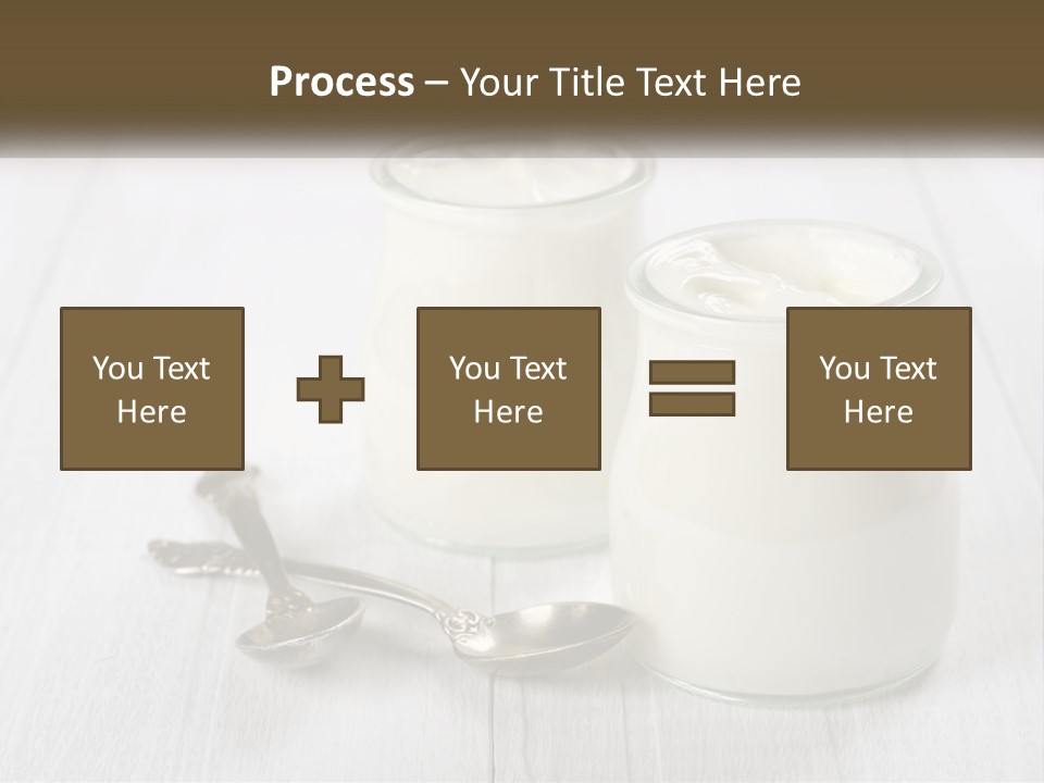 Two Jars Of Yogurt And A Spoon On A White Table PowerPoint Template