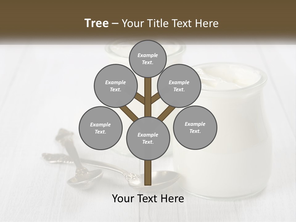 Two Jars Of Yogurt And A Spoon On A White Table PowerPoint Template