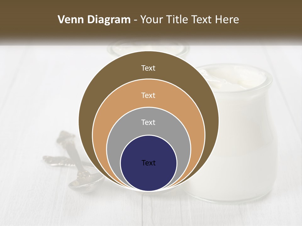 Two Jars Of Yogurt And A Spoon On A White Table PowerPoint Template