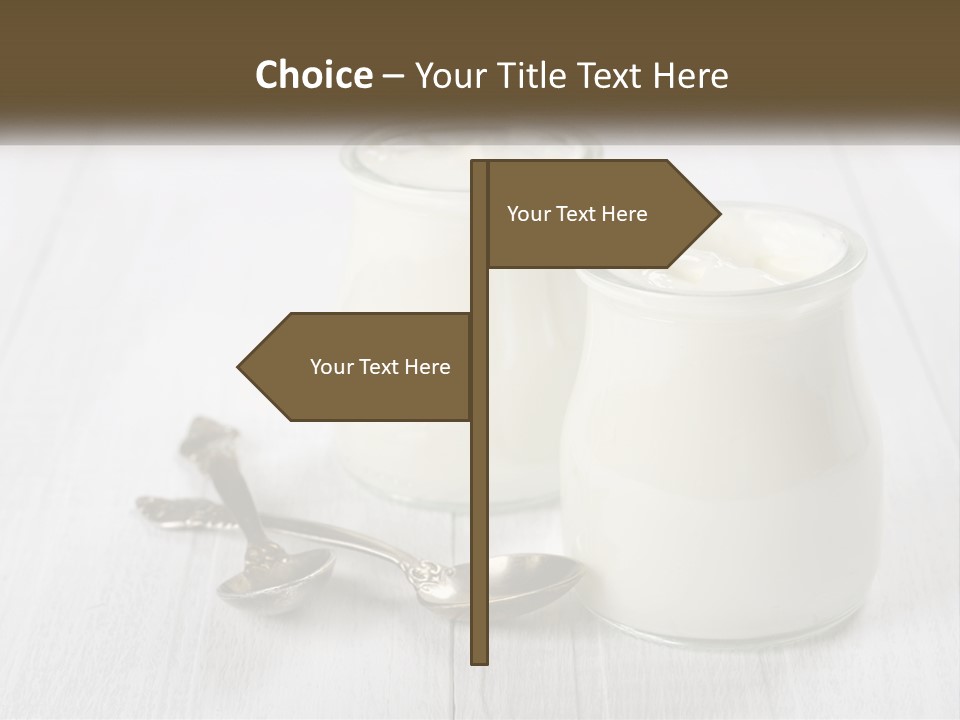 Two Jars Of Yogurt And A Spoon On A White Table PowerPoint Template