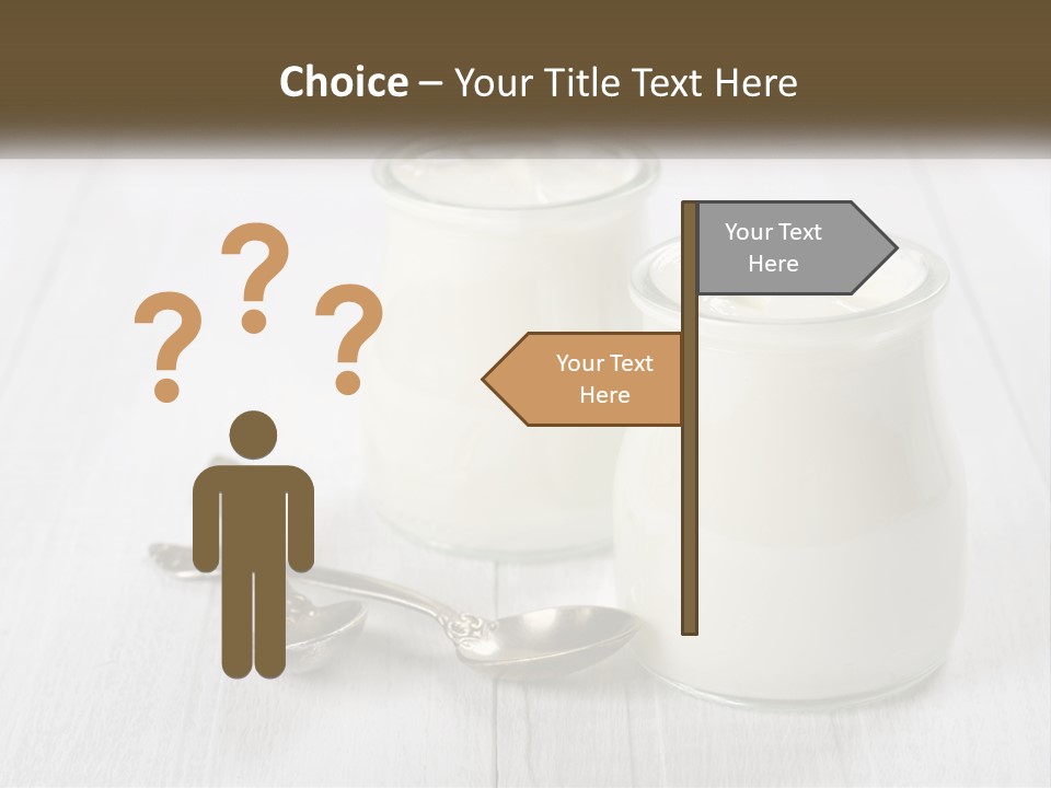 Two Jars Of Yogurt And A Spoon On A White Table PowerPoint Template