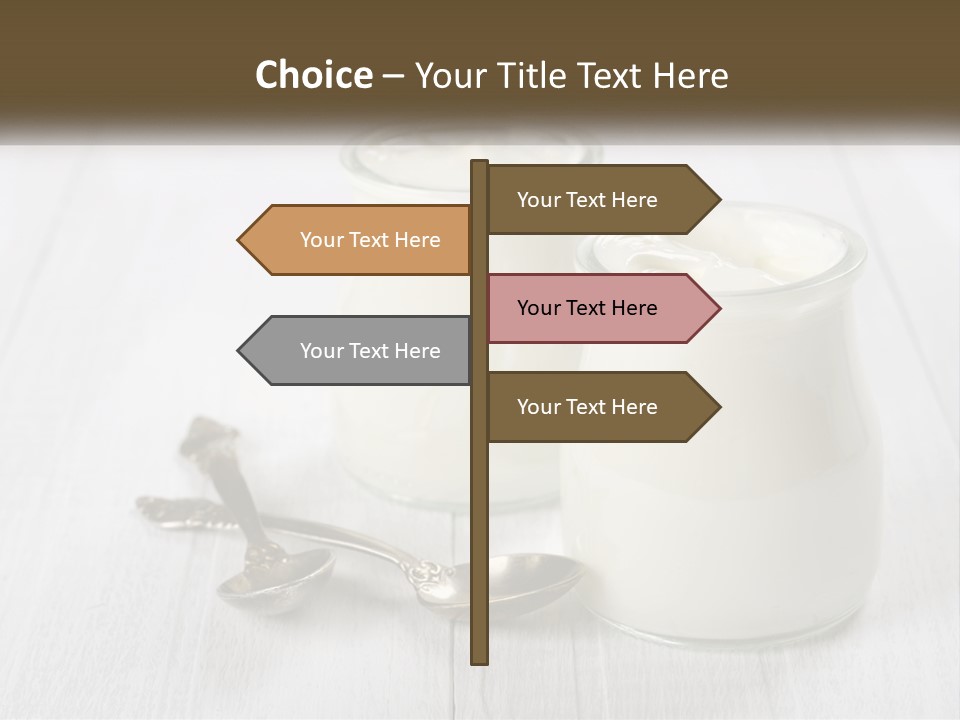 Two Jars Of Yogurt And A Spoon On A White Table PowerPoint Template