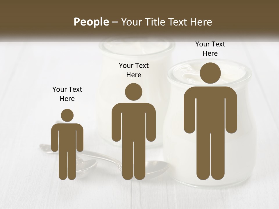 Two Jars Of Yogurt And A Spoon On A White Table PowerPoint Template