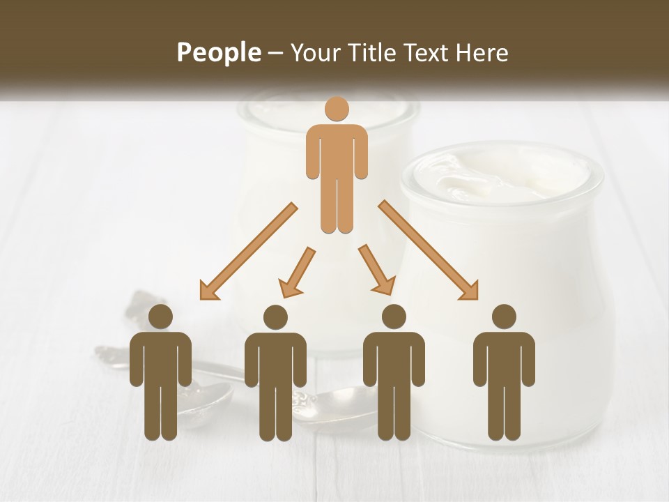 Two Jars Of Yogurt And A Spoon On A White Table PowerPoint Template