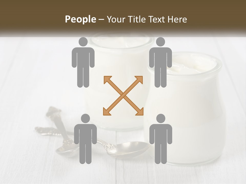 Two Jars Of Yogurt And A Spoon On A White Table PowerPoint Template
