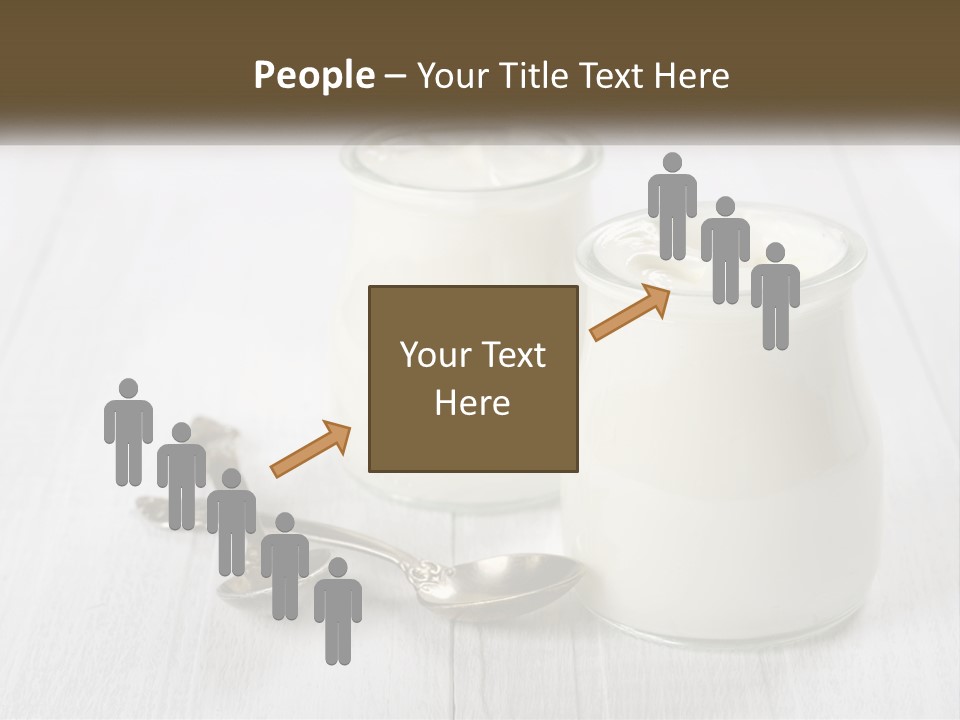 Two Jars Of Yogurt And A Spoon On A White Table PowerPoint Template