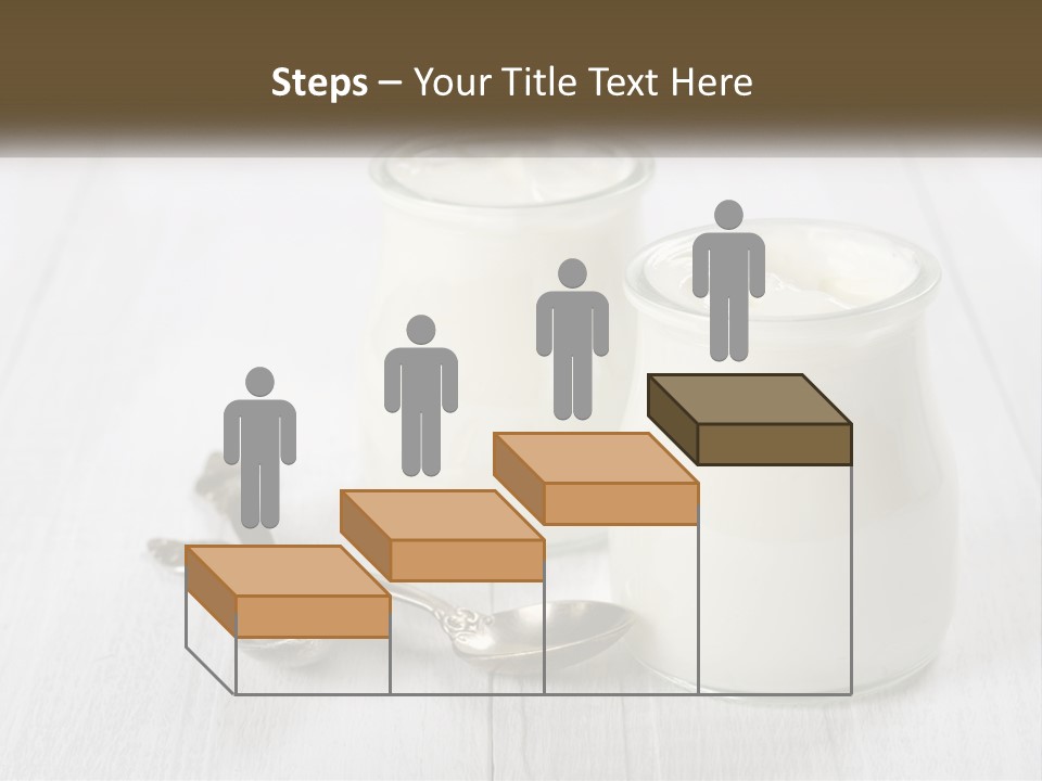 Two Jars Of Yogurt And A Spoon On A White Table PowerPoint Template