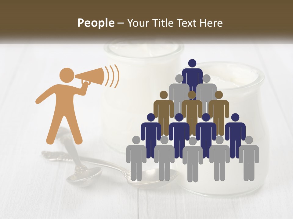 Two Jars Of Yogurt And A Spoon On A White Table PowerPoint Template