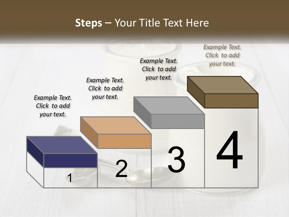 Two Jars Of Yogurt And A Spoon On A White Table PowerPoint Template