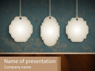 A Set Of Three Hanging Tags On A Wall PowerPoint Template