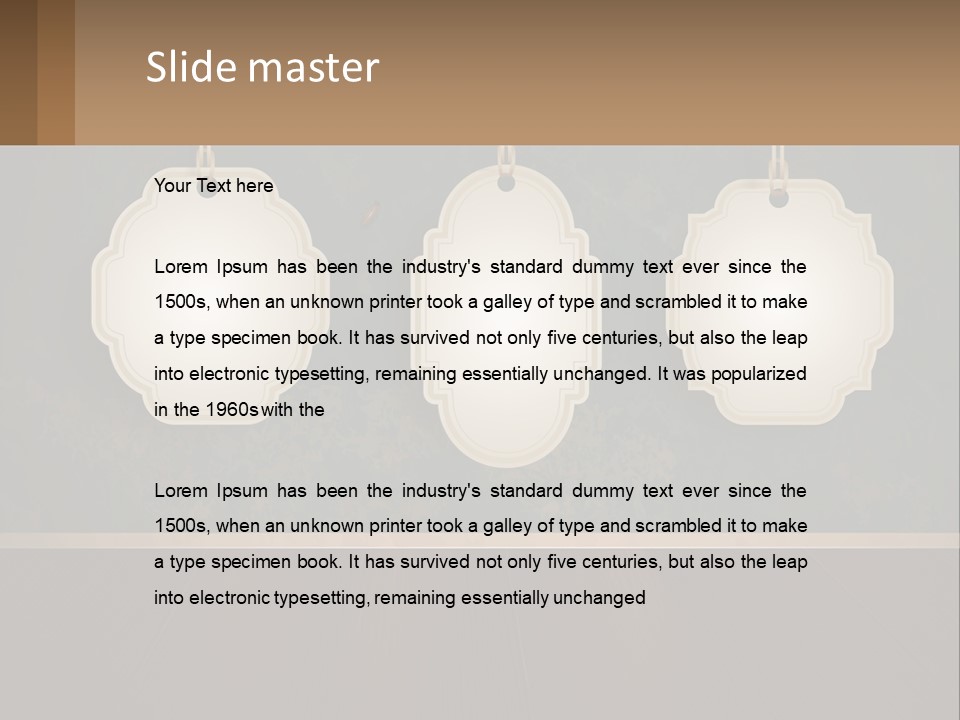 A Set Of Three Hanging Tags On A Wall PowerPoint Template