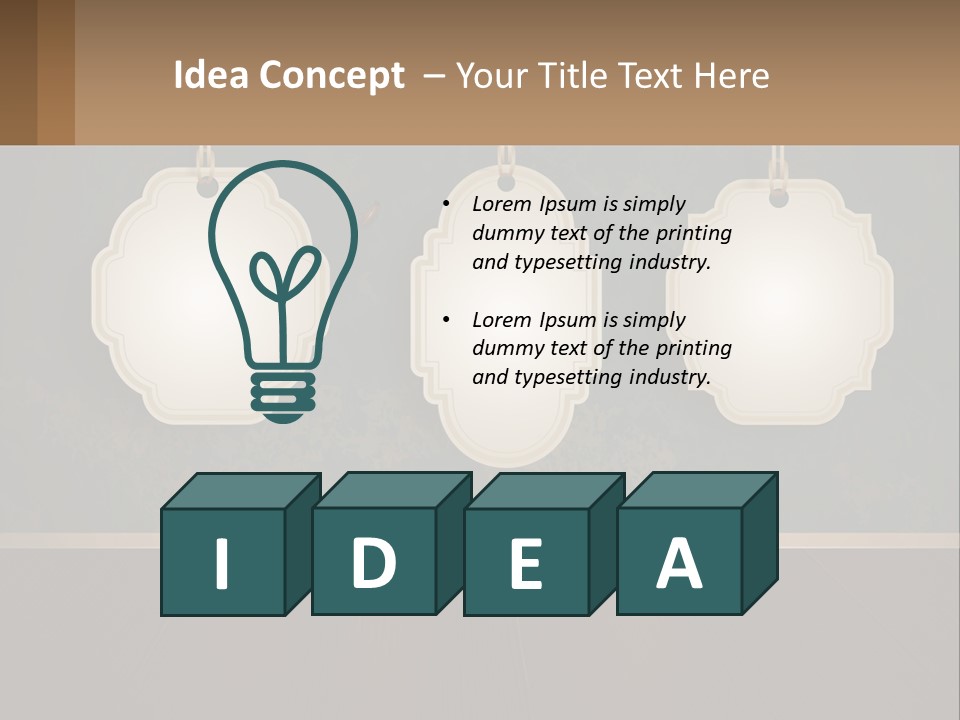 A Set Of Three Hanging Tags On A Wall PowerPoint Template