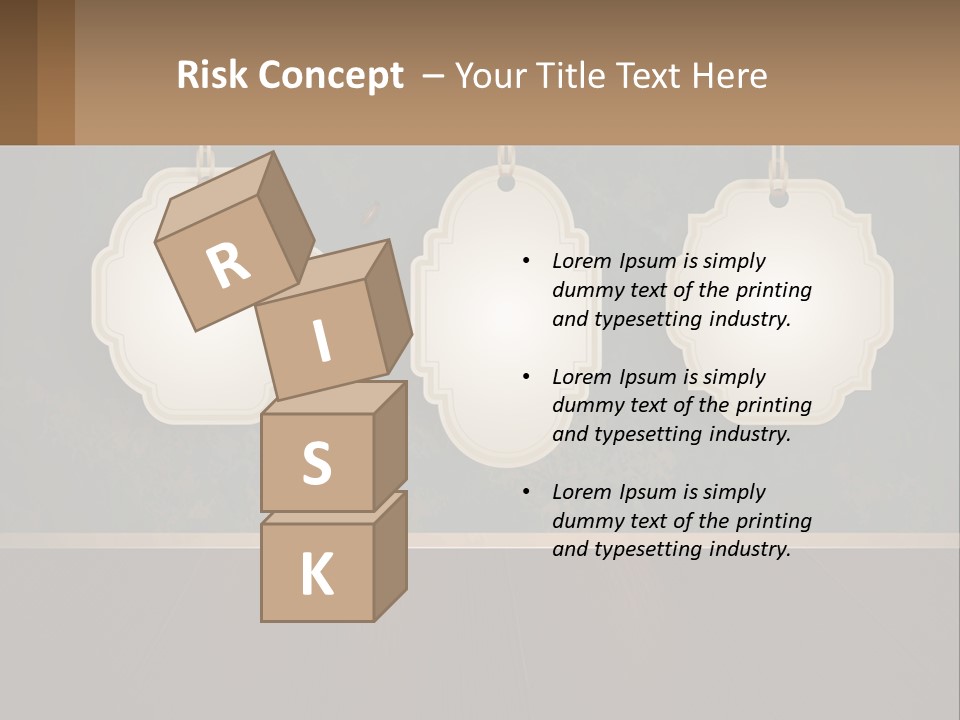 A Set Of Three Hanging Tags On A Wall PowerPoint Template