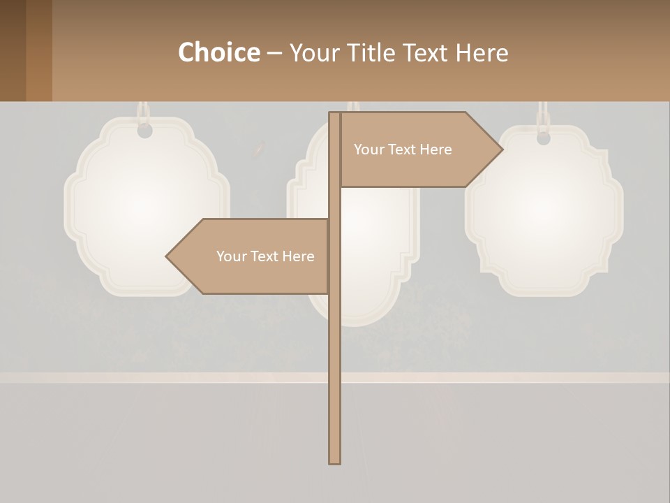 A Set Of Three Hanging Tags On A Wall PowerPoint Template