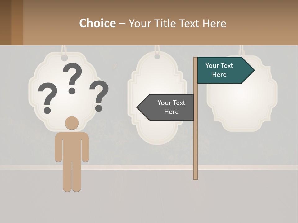 A Set Of Three Hanging Tags On A Wall PowerPoint Template