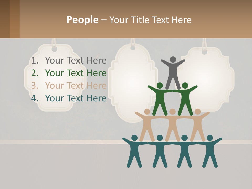 A Set Of Three Hanging Tags On A Wall PowerPoint Template