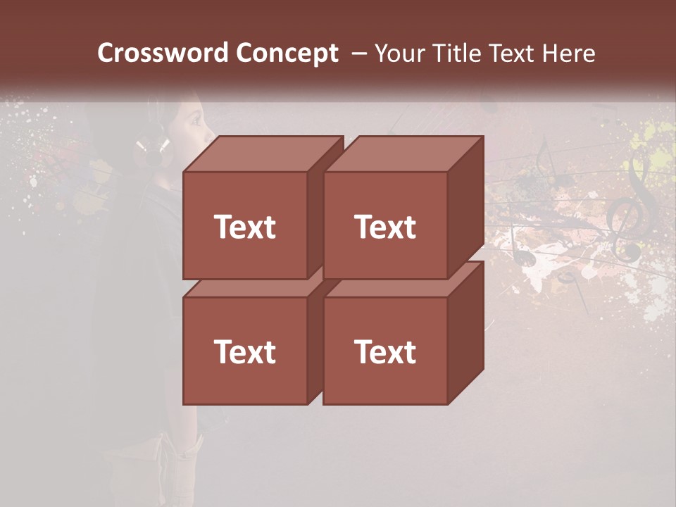 A Young Boy Listening To Music With Headphones On PowerPoint Template