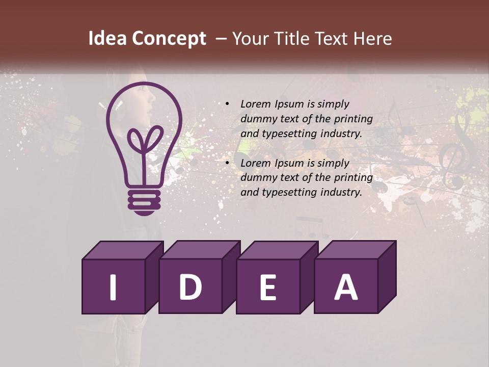 A Young Boy Listening To Music With Headphones On PowerPoint Template